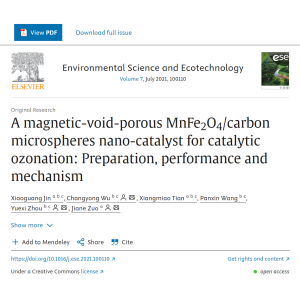 A magnetic-void-porous MnFez04/carbon microspheres nano-catalyst for catalytic ozonation: Preparation, performance and mechanism