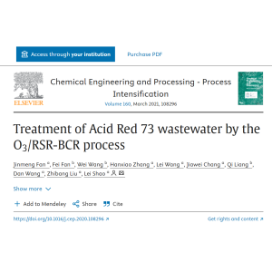 Reference: Treatment of Acid Red 73 wastewater by the O3/RSR-BCR process