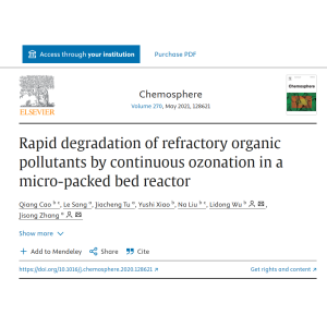 Rapid degradation of refractory organic pollutants by continuous ozonation in a micro-packed bed reactor